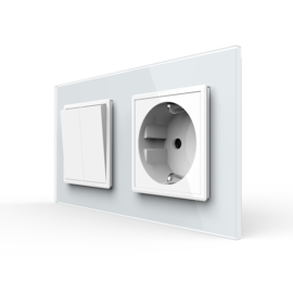 Livolo | White | 2+SR | On/Off + Socket | 1 Way | Push Switch