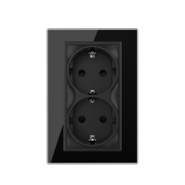 Livolo | Black | Europe | Wall Power Socket | 1 Box | Double