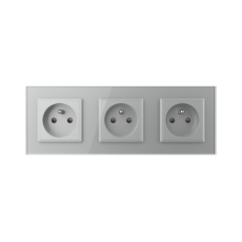 Livolo | Grey | French | Wall Power Socket | Triple