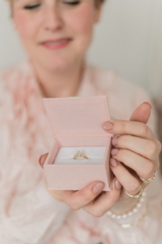 Ring box with pink linen and natural bow