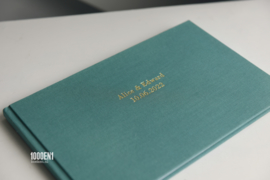 Guest book linen 18 cm x 28 cm / 7 inch x 11 inch (color Teal)