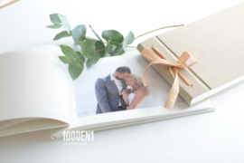 Personalized photo album sand linen