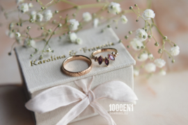 Ring box natural linen with blush ribbon