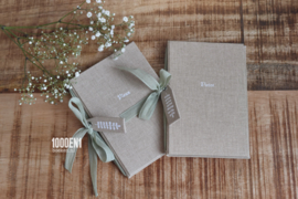 Vow book A6  sand linen ( 4 colors of ribbon)