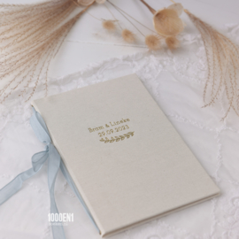 Vow book A5 in 2 colors of linen  (4 colors of ribbon)