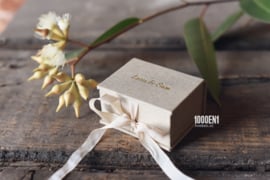 Ring box natural linen or sand linen + vintage ivory ribbon