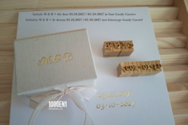 Ringendoosje natural  linnen met groen lint
