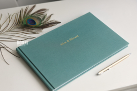 Guest book linen 18 cm x 28 cm / 7 inch x 11 inch (color Teal)