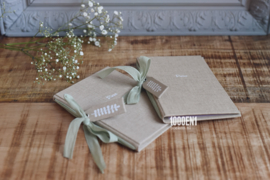 Vow book A6  sand linen ( 4 colors of ribbon)