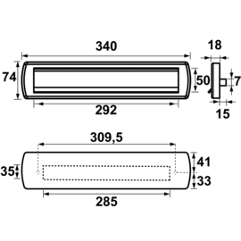 AXA Briefplaat Curve plus F1 ALU geslepen, deurdikte 38-54 mm