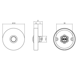 Deurbel Intersteel rond verdekt ø53x10 rvs geborsteld