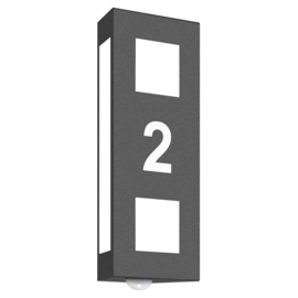 Wandlamp CMD 22/HN/BM met huisnummer en bewegingsmelder