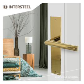 Intersteel Deurkruk Emily op schild 235x45x8 mm blind messing gelakt