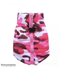 Waterproof/gewatteerd jasje- Camo/roze