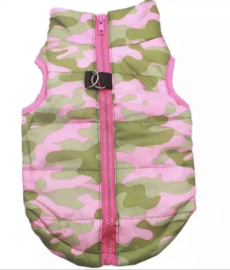 Waterproof/gewatteerd jasje- Camouflage & roze