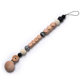 Speenkoord met naam (houten letterkralen)