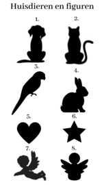 Plankje met silhouet en amberblokje