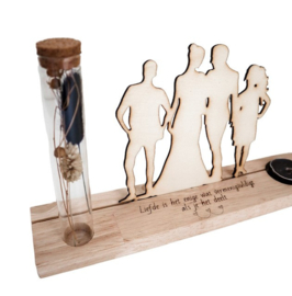 Houten gezinssilhouet  / familiesilhouet gepersonaliseerd in standaard