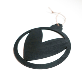 Houten kerstbal met hart