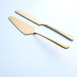Taartschep en taartmes gepersonaliseerd - goud