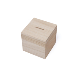 Gepersonaliseerde houten spaarpot vierkant