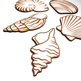Houten schelpen set