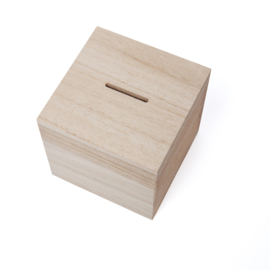 Gepersonaliseerde houten spaarpot vierkant