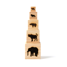 Houten stapelblokken 'the big five'