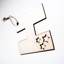 Houten kerstbal letter