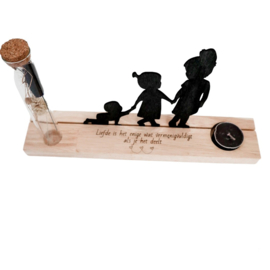 Houten gezinssilhouet  / familiesilhouet gepersonaliseerd in standaard
