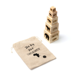 Houten stapelblokken 'the big five'