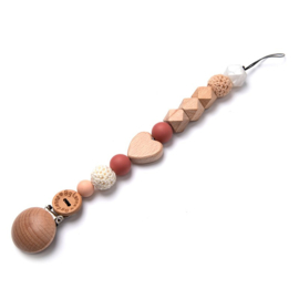 Speenkoord met houten figuurtje (optie: naam laten graveren)