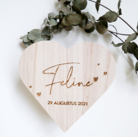 Houten spaarpot hart gepersonaliseerd