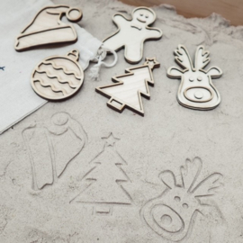 Kerst Stempelset – Houten Kerstfiguren voor Sensorisch Spel