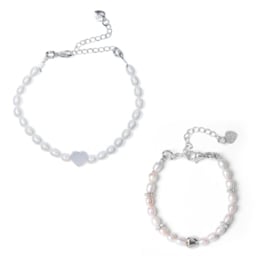 Moeder dochter parel armband set