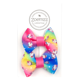 Set haarstrikjes unicorn regenboog