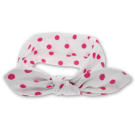 Knoop - wrap haarband wit met stippen