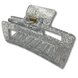 Zilverkleurige haarklem met glitter