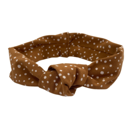 Knoophaarband roestkleur met stippen