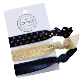 Ibiza elastiek/armband golden blue