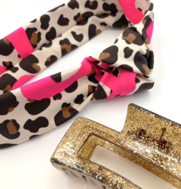 Haarband panterprint roze