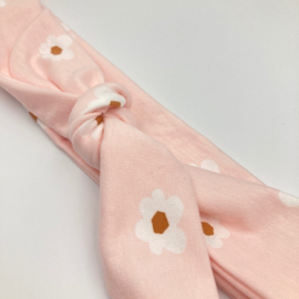 Haarband strik lichtroze bloemen