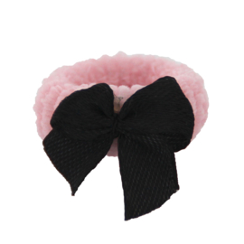 Badstof elastiek strikje zwart/roze