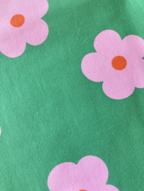 Haarband groen met roze bloemen