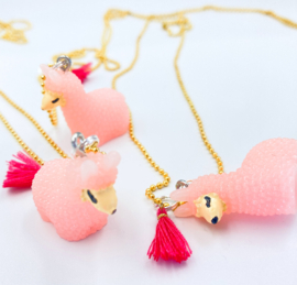 Kinderketting met alpaca roze