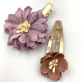 Haarspeldjes met bloem lila set