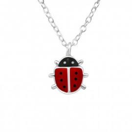 Zilveren kinderketting met hanger lieveheersbeestje