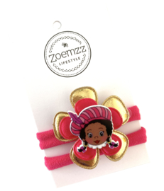 Babyhaarbandje zwarte piet goud met roze