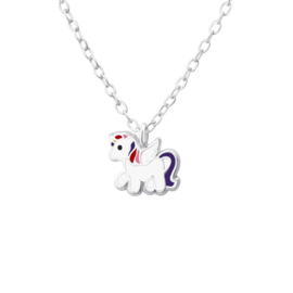 Kinderketting zilver unicorn paars