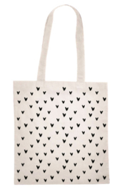 Tas met hartjes ecru/zwart